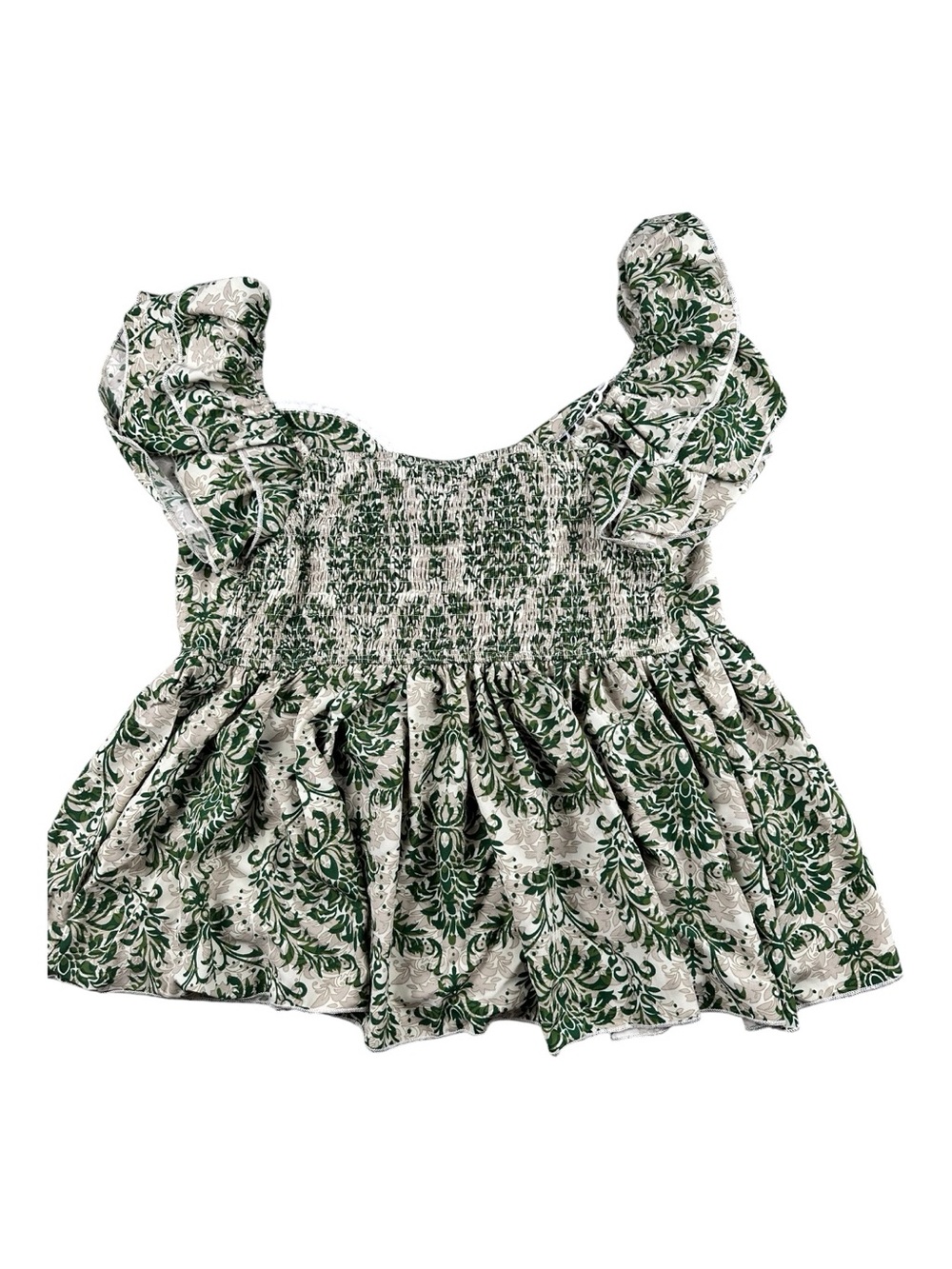 Rustty Dustty Green Floral Ruffle Tie Front Blouse Cottagecore Boho Top 0XL - Picture 5 of 8